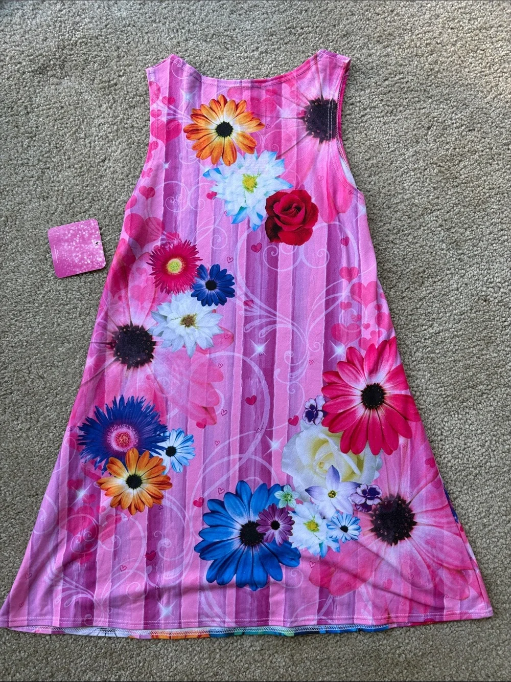 NWT Disney Princess Pink Floral Princess Tank Dress Size Lg (10/12)